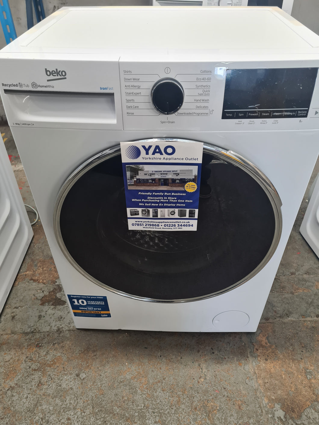 Beko Aquatech RecycledTub B5W5841AW 8kg Washing Machine with 1400 rpm - White - A Rated